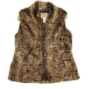 Cripple Creek Faux Fur Vest Women’s Small Brown Hook Eye Closure Western
